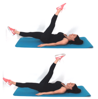 Scissor kick thigh exercise being done by trainer Christina Carlyle