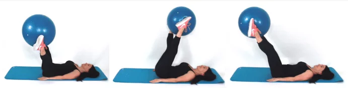 Stability ball circle thigh exercise being done by trainer Christina Carlyle