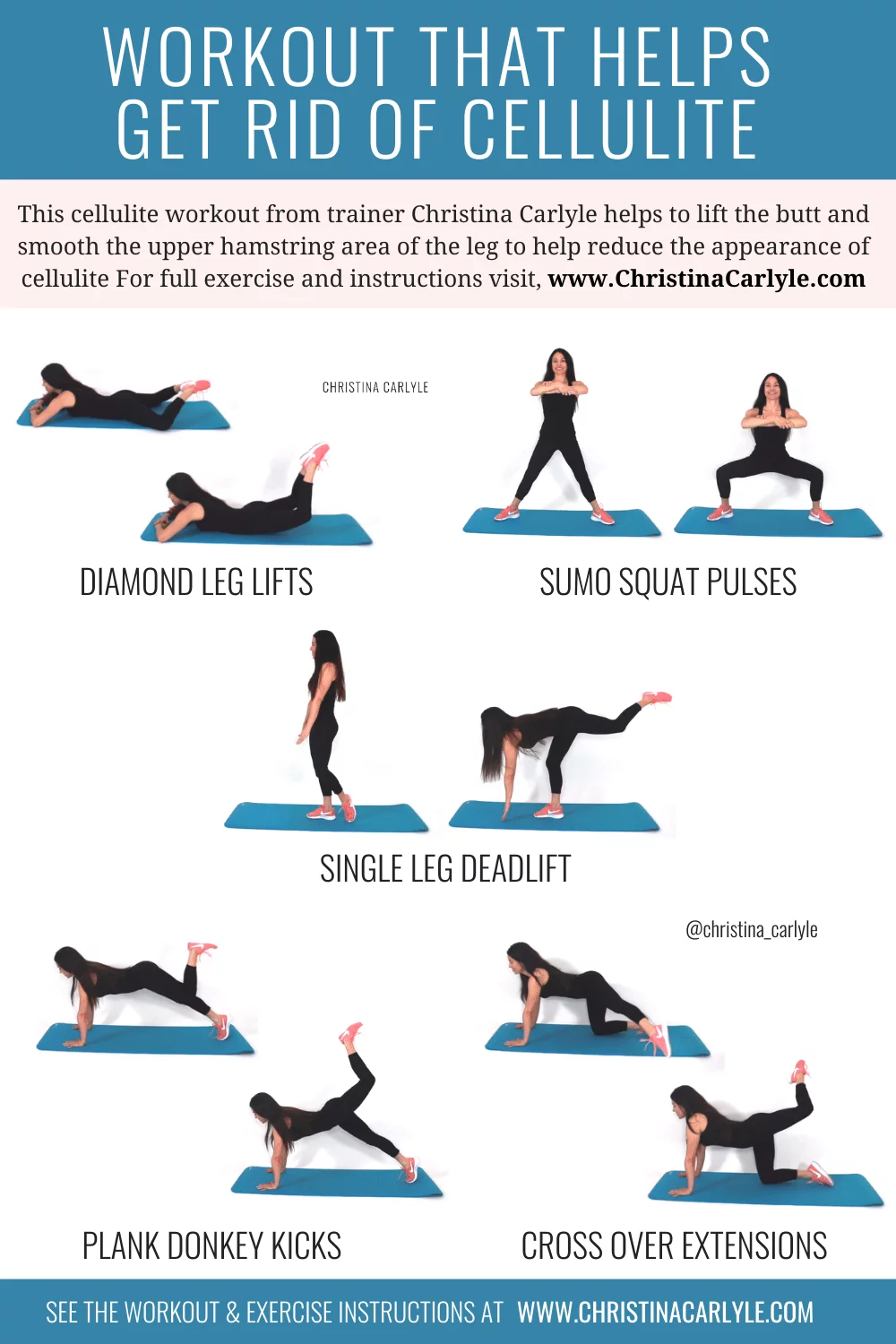 Trainer Christina Carlyle doing 5 exercises that target cellulite in a workout