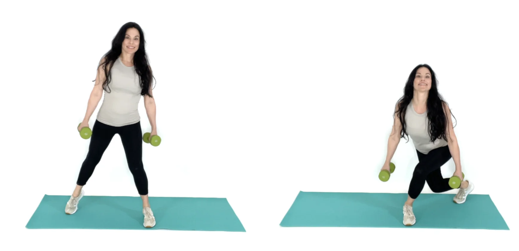 Curtsy lunge move from a lower body thigh workout for women