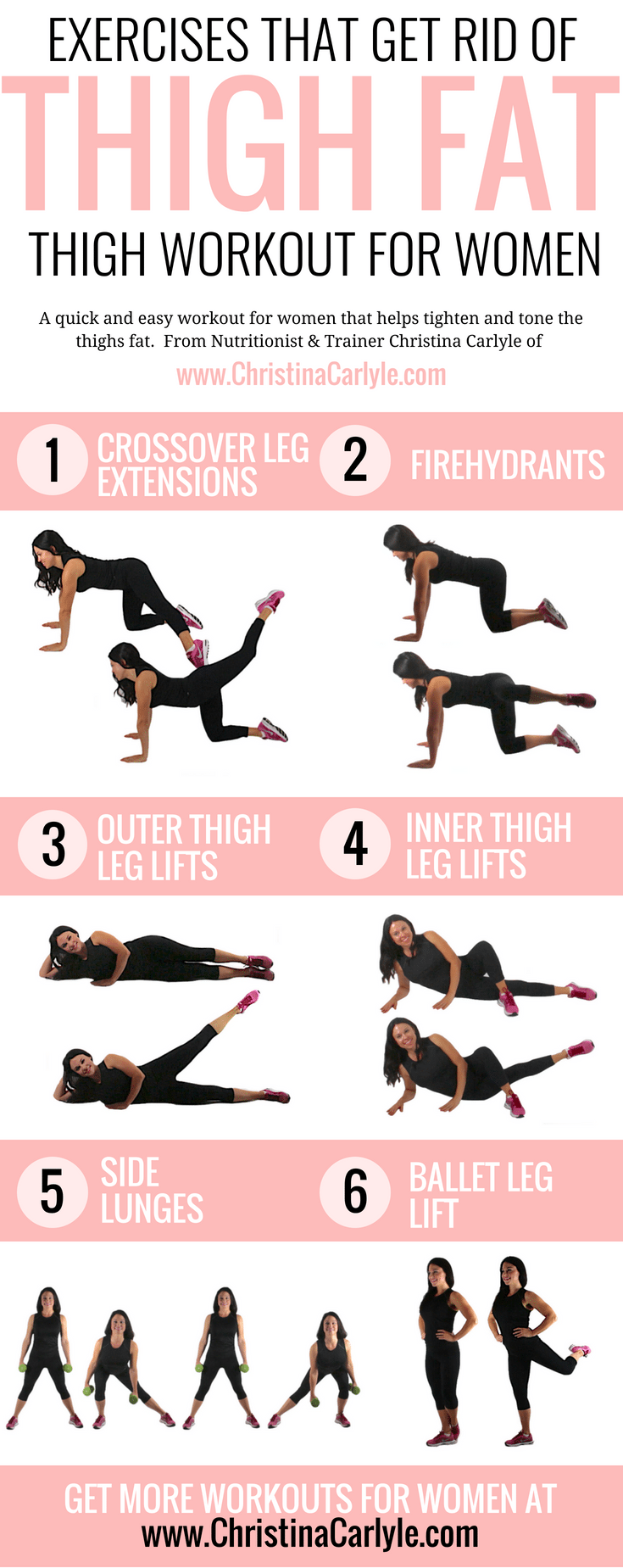 Exercises for thigh fat being done by Christina Carlyle