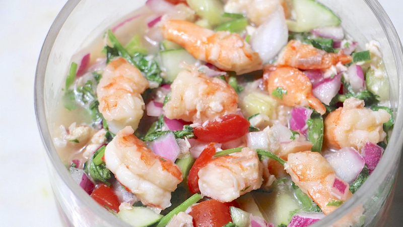 Cinco de Mayo & Taco Tuesday Shrimp Ceviche in a bowl on a countertop