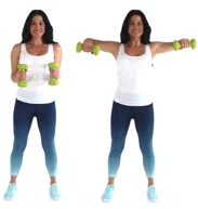 Chicken Wings dumbbell back Exercise being done by trainer Christina Carlyle