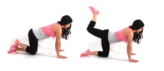 Donkey Kick Leg Exercise - Christina Carlyle Donkey Kick Leg Exercise being done by trainer Christina Carlyle