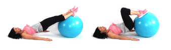 Hamstring Ball Tuck Leg Exercise - Christina Carlyle Hamstring Ball Tuck Leg Exercise being done by trainer Christina Carlyle