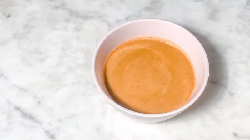 Pumpkin Soup in a pink bowl