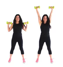 Overhead Press Beginner Arm exercise done by Christina Carlyle