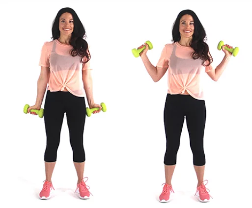 Side Hammer Curls Exercise - Christina Carlyle Side Hammer Curls Exercise being done by trainer Christina Carlyle