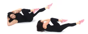 Bicycle Crunch Love Handle Exercise - Christina Carlyle Bicycle Crunch Love Handle Exercise being done by Trainer Christina Carlyle