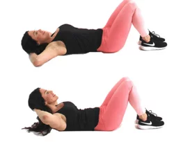 Crunch ab exercise - Christina Carlyle Crunch ab exercise being done by Christina Carlyle