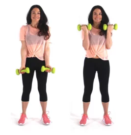 Bicep Curl Arm Exercise with Dumbbells being done by Christina Carlyle