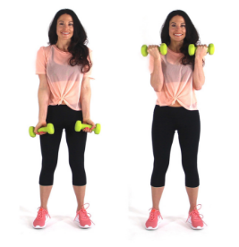 Bicep Curl Arm Exercise with Dumbbells being done by Christina Carlyle