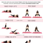 trainer Christina Carlyle doing 6 inner thigh exercises and text that says the best inner thigh exercises for women