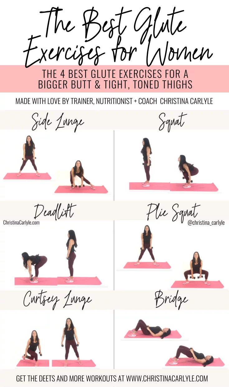 The best glute exercises for women being done by trainer Christina Carlyle