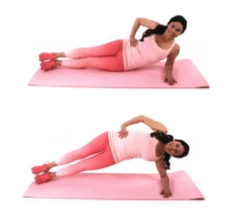 Side Plank Pulse Belly Fat Exercise being done by Christina Carlyle