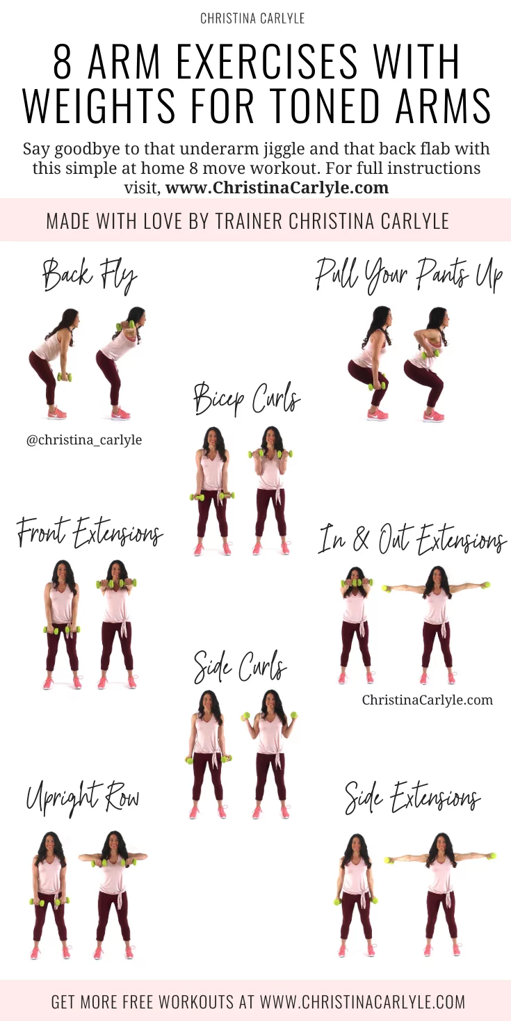 8 arm exercises with weights being done by trainer Christina Carlyle