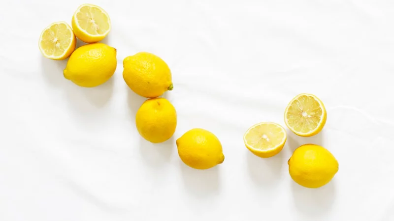 Lemon on a white tablecloth