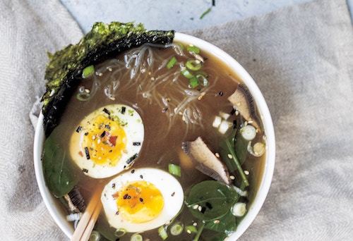 a bowl of bone broth Pho