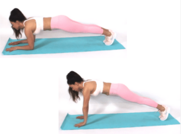 Elbows to Palms Plank Exercise done by Christina Carlyle