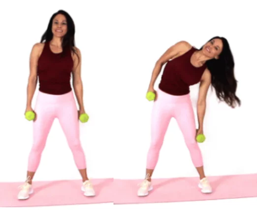 Dumbbell Side Dip exercise done by Christina Carlyle