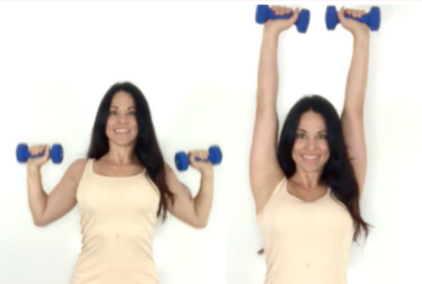 Overhead Press Bicep Exercise done by Christina Carlyle