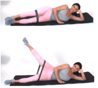 Lying Leg Lift Resistance Band Exercise done by Christina Carlyle