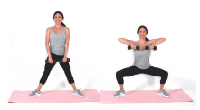 Plie Squat Upright Row HIIT exercise Christina Carlyle Plie Squat Upright Row HIIT exercise done by Christina Carlyle