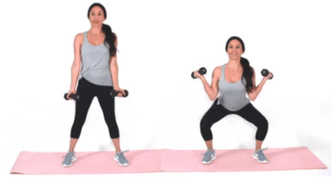 Squat Curl HIIT exercise done by Christina Carlyle