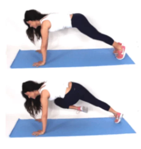 Cross Over Plank Leg and Ab Exercise done by Christina Carlyle