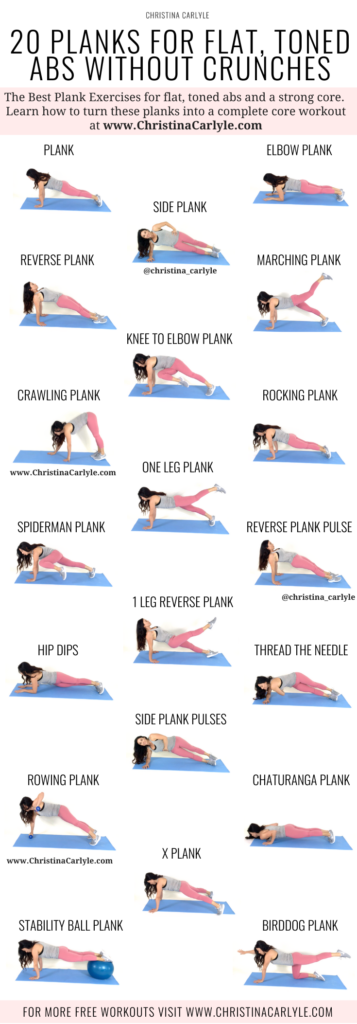 20 Plank Exercises being done by Trainer Christina Carlyle