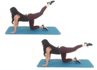 Leg Lift Pulses Butt Exercise done by Christina Carlyle Leg Lift Pulse Exercise being done by Christina Carlyle