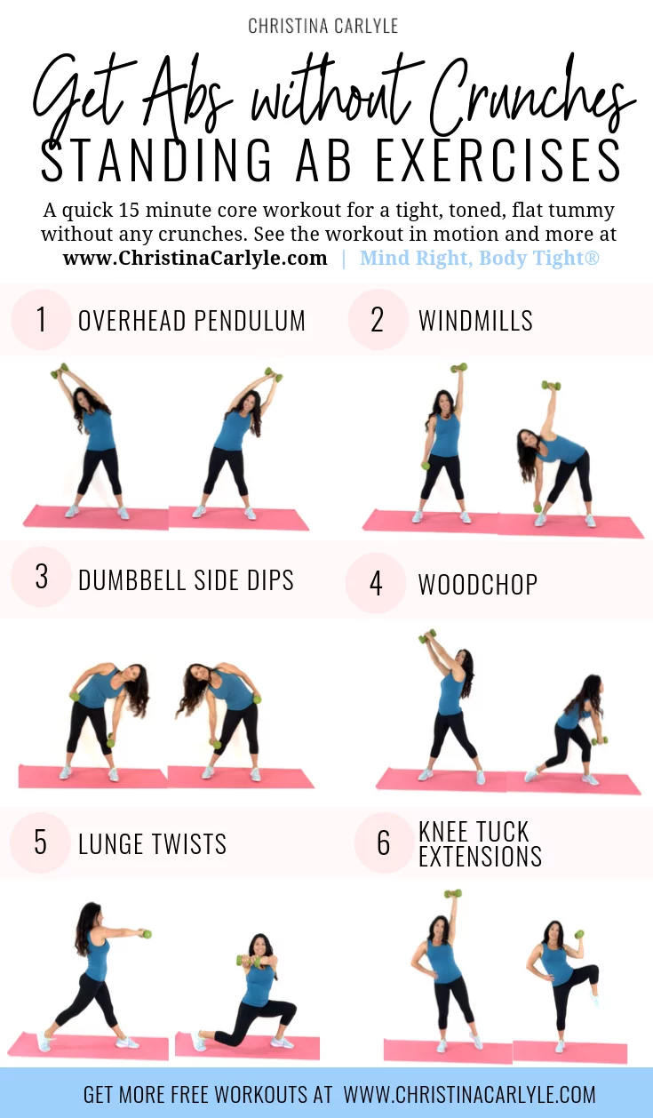 6 Standing Ab Exercises being done by Christina Carlyle