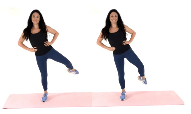 ballet leg lifts Hip Dip Exercise being done by Christina Carlyle