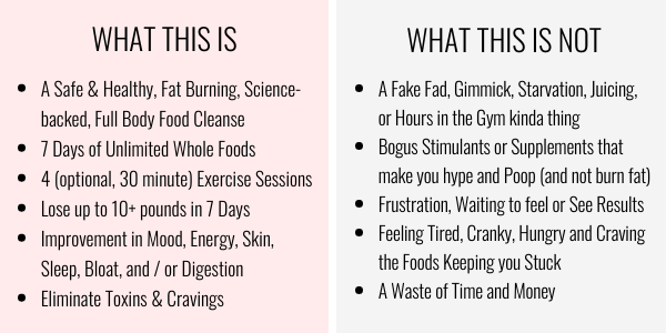 An infographic about Christina Carlyle's Reset Cleanse 