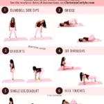 Text that says Butt & Gut Workout and images of trainer Christina Carlyle doing 6 different ab and glute exercises