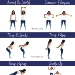 Trainer Christina Carlyle doing 7 different tricep exercises and text that says The Best At Home Tricep Workout for Women