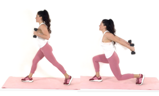 Kickback Lunge 30 minute workout Exercise being done by Trainer Christina Carlyle