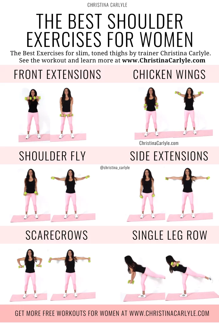 The best shoulder exercises for women being done by trainer Christina Carlyle in a Shoulder Workout