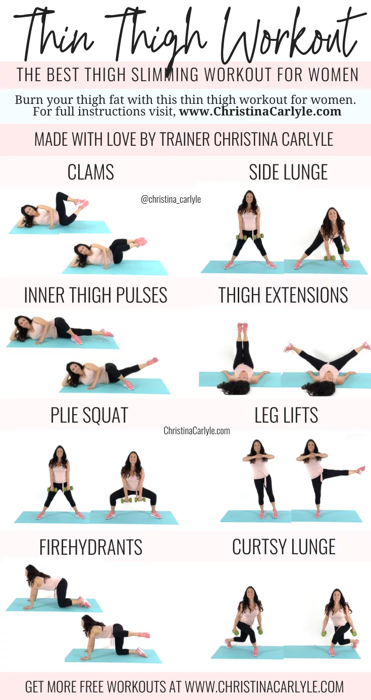 Thin Thigh Workout with 8 exercises being done by trainer Christina Carlyle