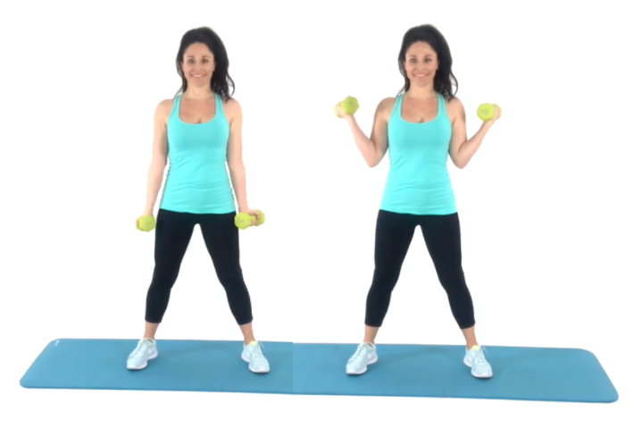 Side Curl Exercise - Christina Carlyle Side Curl dumbbell arm Exercise being done by trainer Christina Carlyle