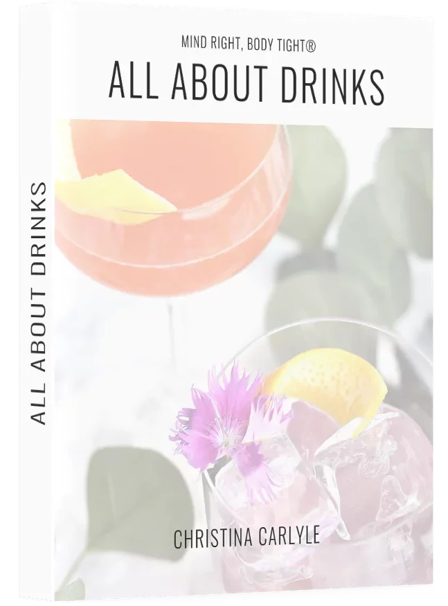 All about drinks 101 eBook cover from nutritionist Christina Carlyle