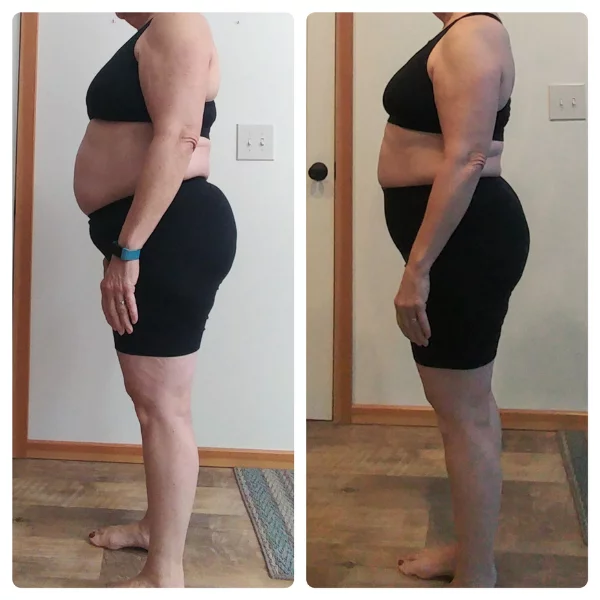 before and after results using Christina Carlyle's Mind Right, Body Tight Program
