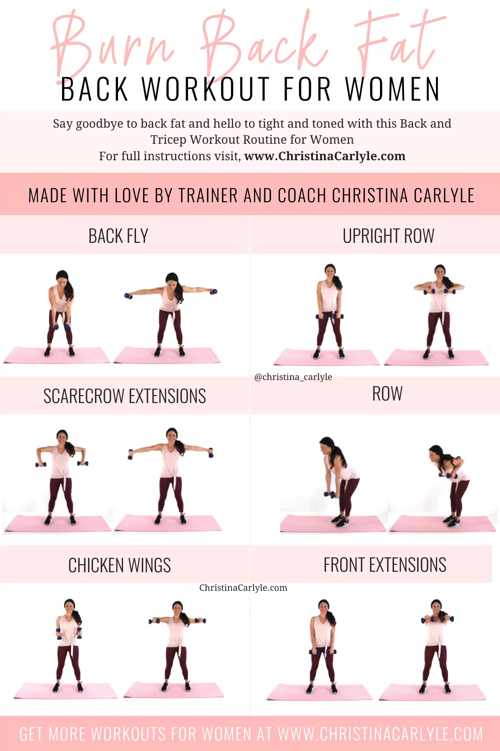 Back Fat Workout For Women being done by Trainer Christina Carlyle
