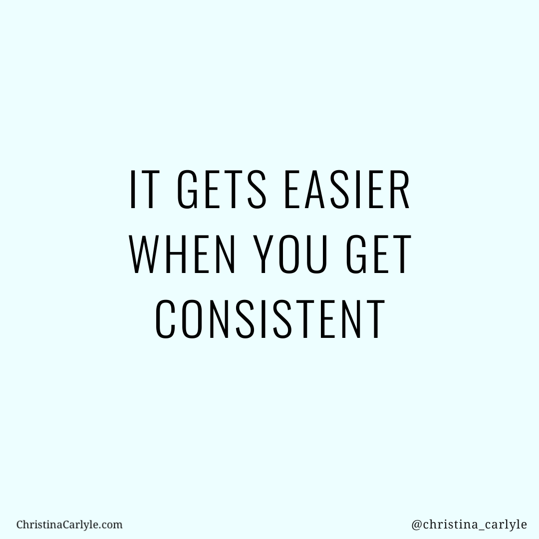 text that says It Gets Easier When you Get Consistent 