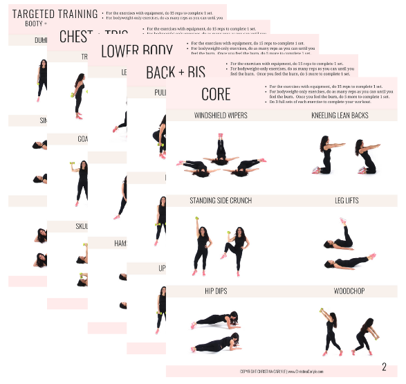 5 different pages of workouts