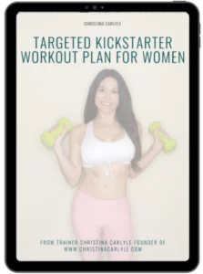 a cover of a workout plan and text that says Targeted kickstarter workout plan for Women by Christina Carlyle