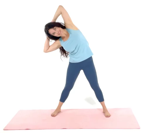 Trainer Christina Carlyle doing a Back Stretch