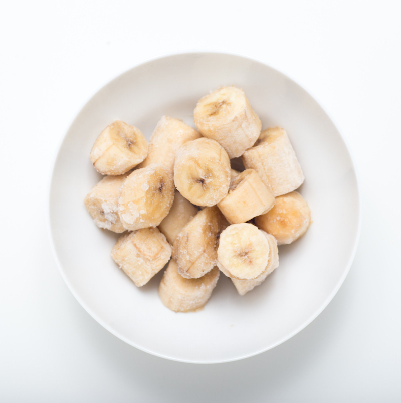 Frozen Sliced Bananas in a bowl