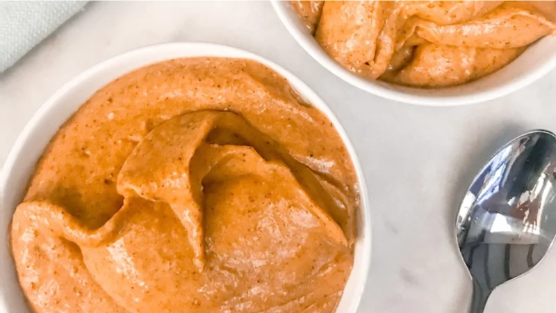 two bowls of Pumpkin Ice Cream on a counter