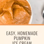 two bowls of Pumpkin Ice Cream and text that says Easy, Homemade Pumpkin Ice Cream